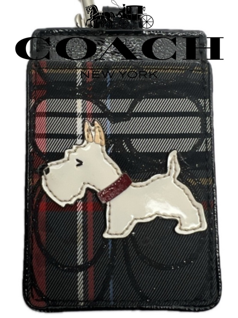 Coach Plaid Scottish Terrier White Dog Vintage Lanyard